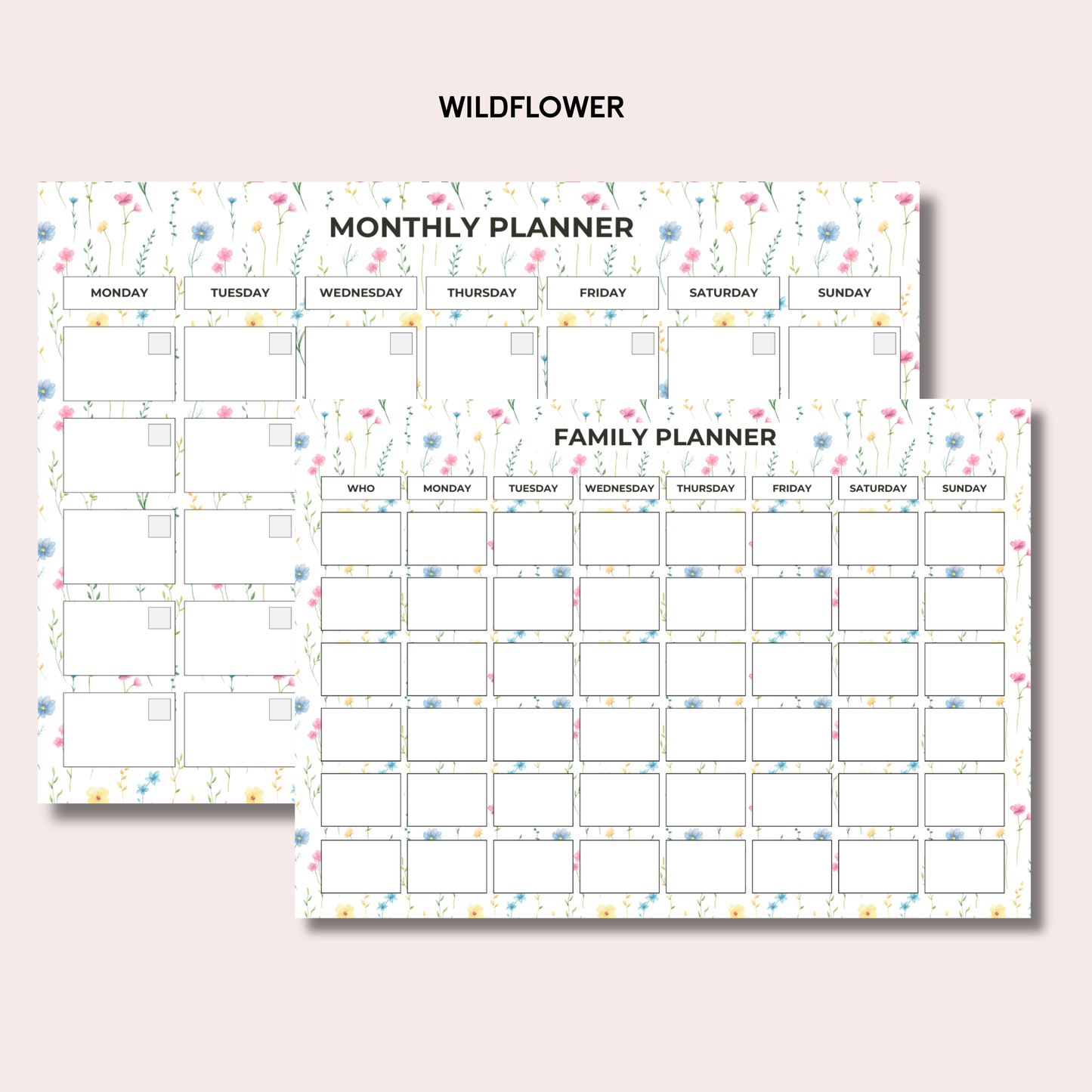 Monthly Planning Duo: Monthly Planner and Weekly Family Bundle