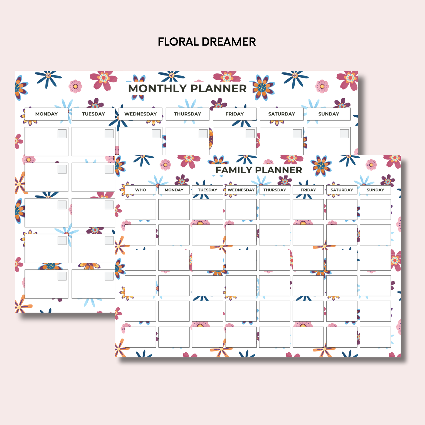 Monthly Planning Duo: Monthly Planner and Weekly Family Bundle