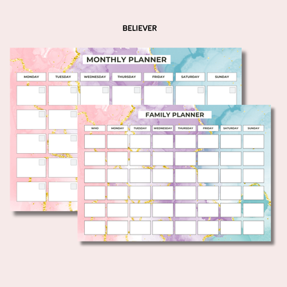 Monthly Planning Duo: Monthly Planner and Weekly Family Bundle