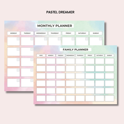 Monthly Planning Duo: Monthly Planner and Weekly Family Bundle