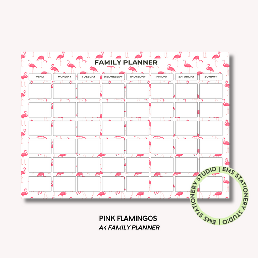 Pink Flamingos- A4 Family Planner