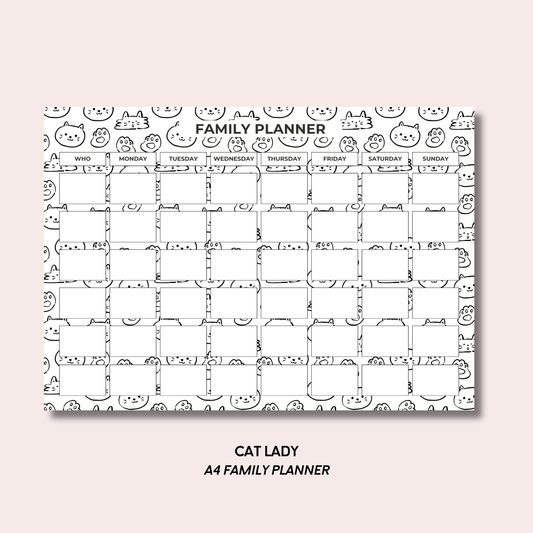 Cat Lady A4 Family Weekly Planner