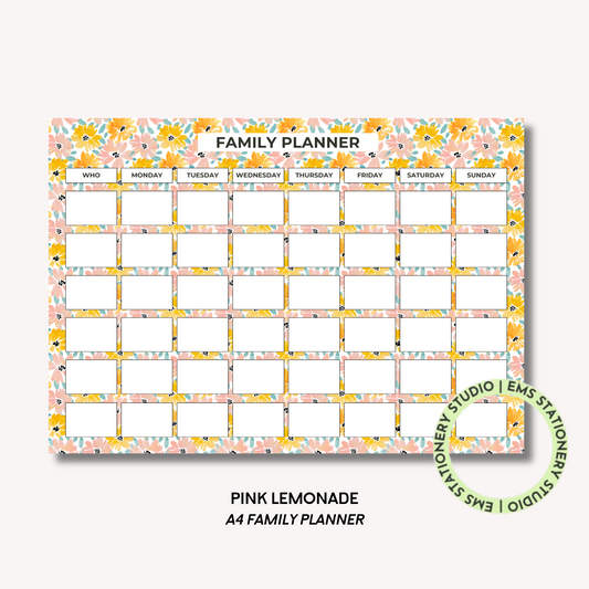 Pink Lemonade- A4 Family Planner