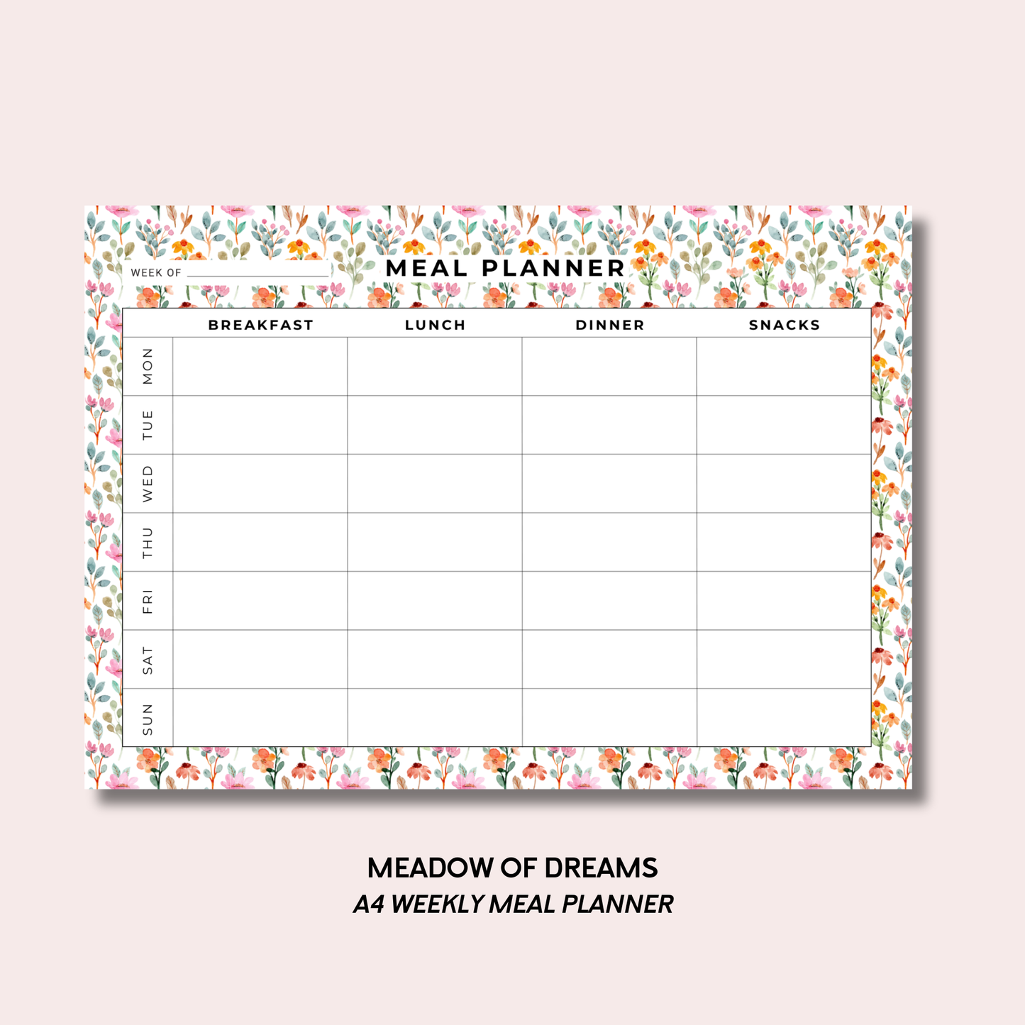 Meadow Of Dreams Meal Planner