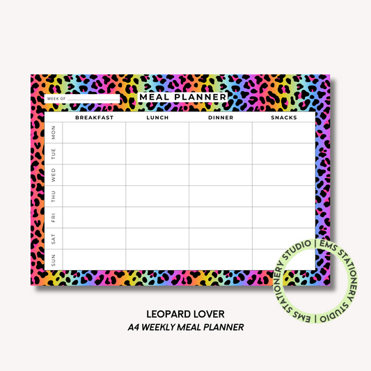 Leopard Lover- A4 Meal Planner