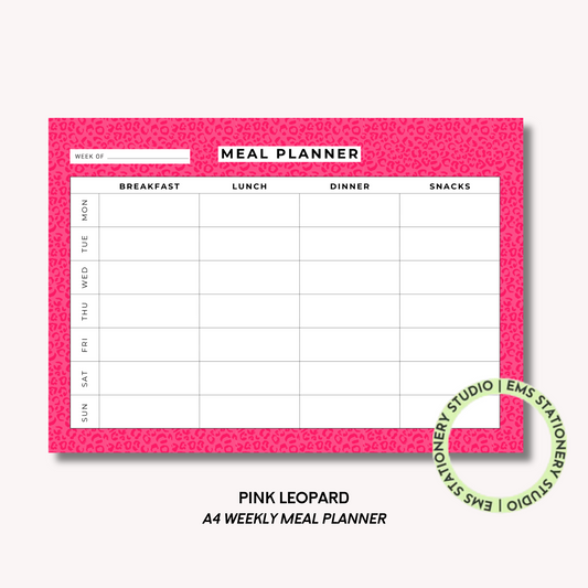 Pink Leopard- A4 Meal Planner