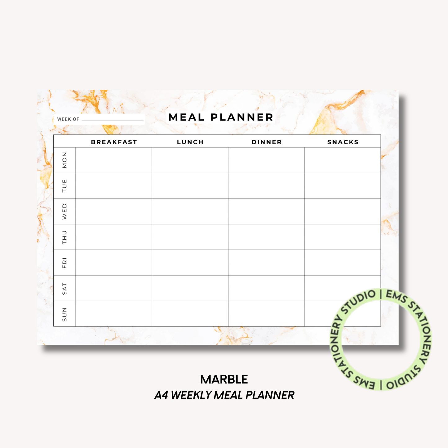 Marble- A4 Meal Planner
