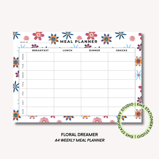 Floral Dreamer- A4 Meal Planner