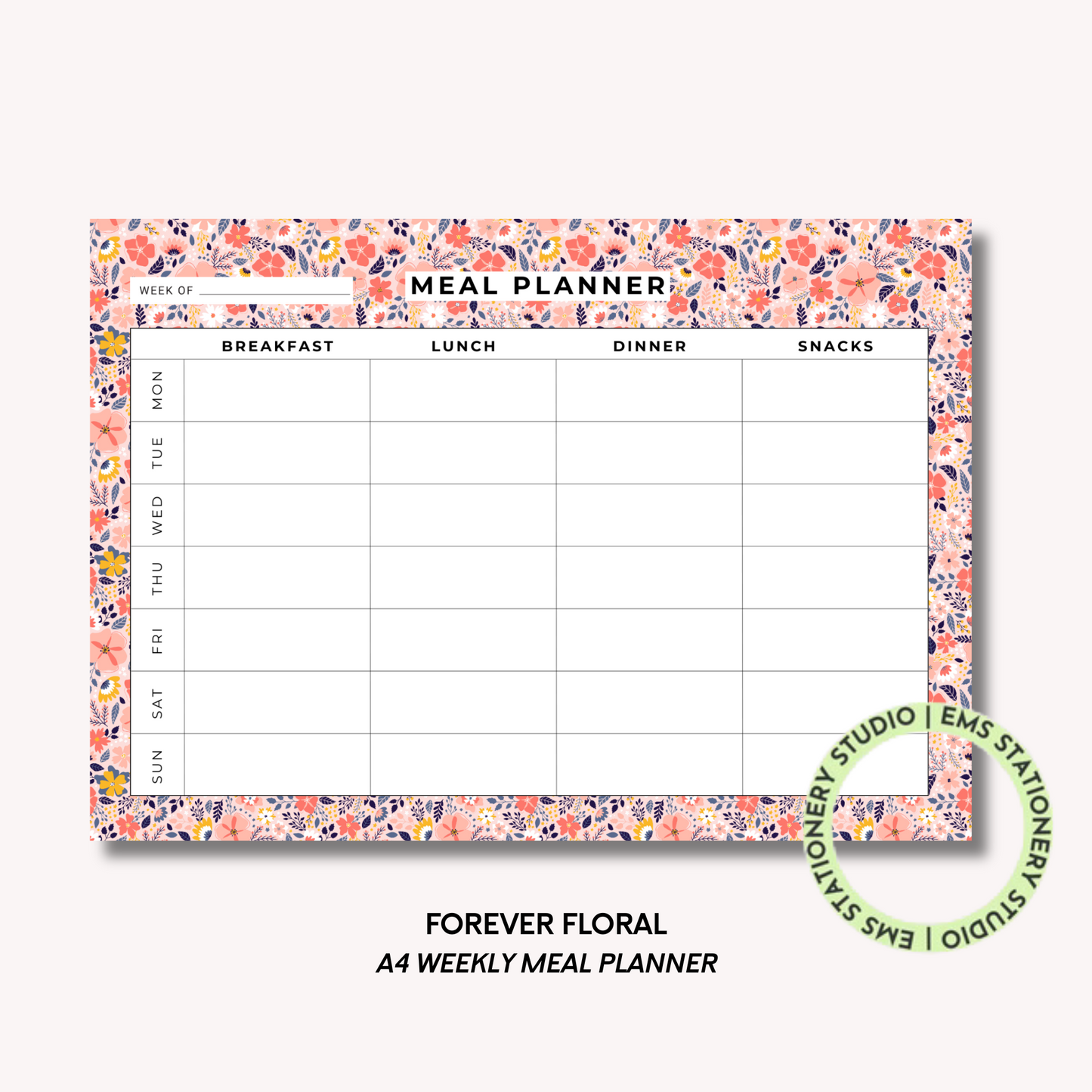 Forever Floral Meal Planner