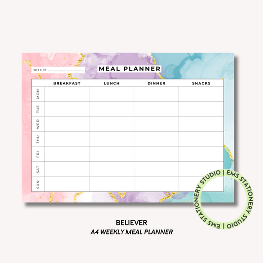 Believer- A4 Meal Planner