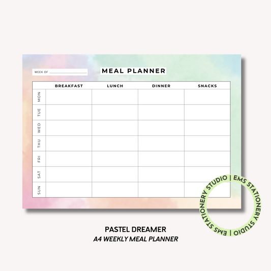 Pastel Dreamer- A4 Meal Planner
