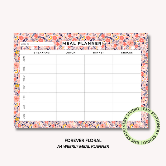 Forever Floral- A4 Meal Planner