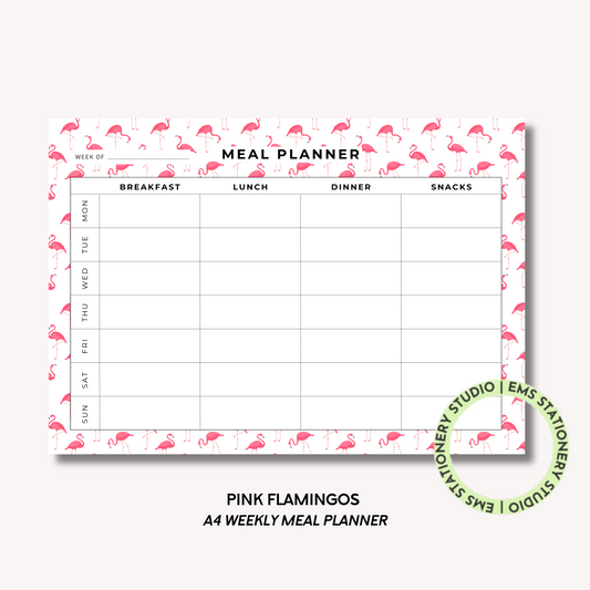 Pink Flamingos- A4 Meal Planner