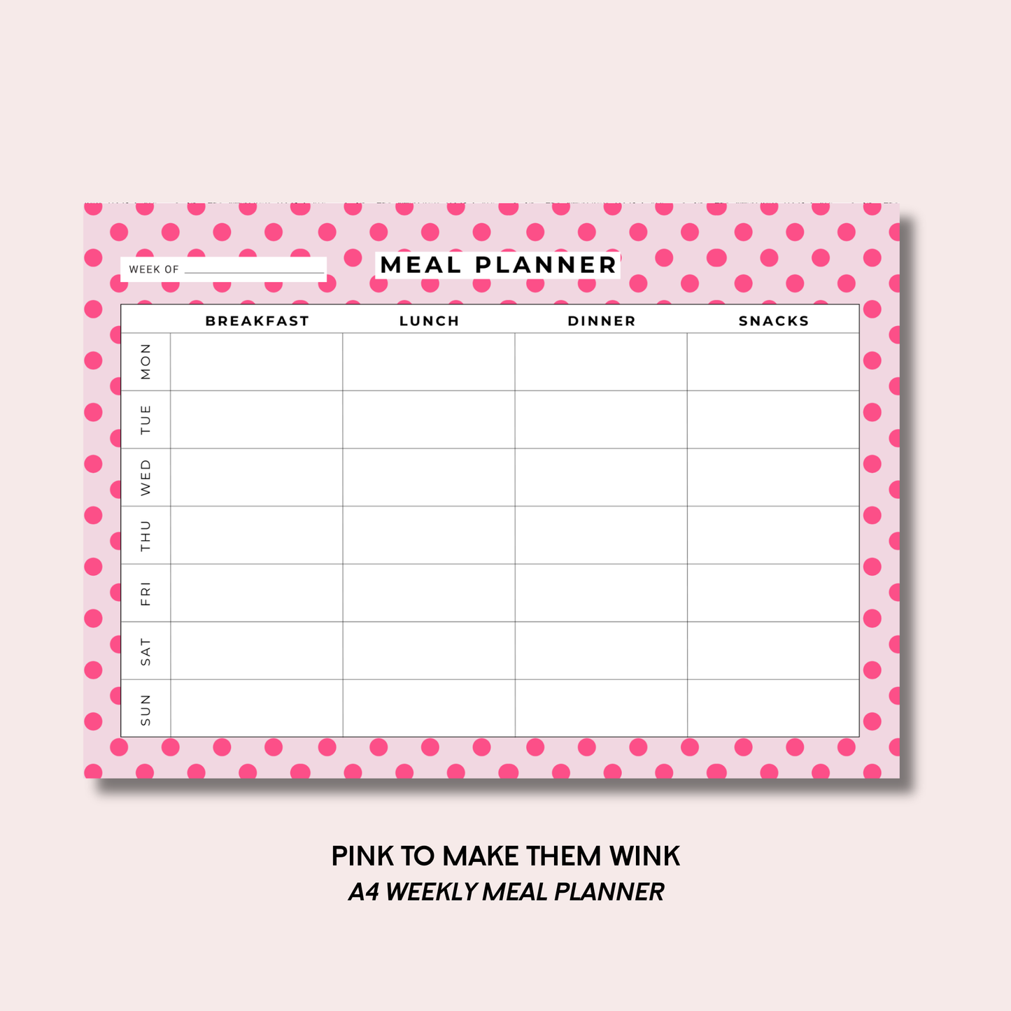 Pink To Make Them Wink Meal Planner