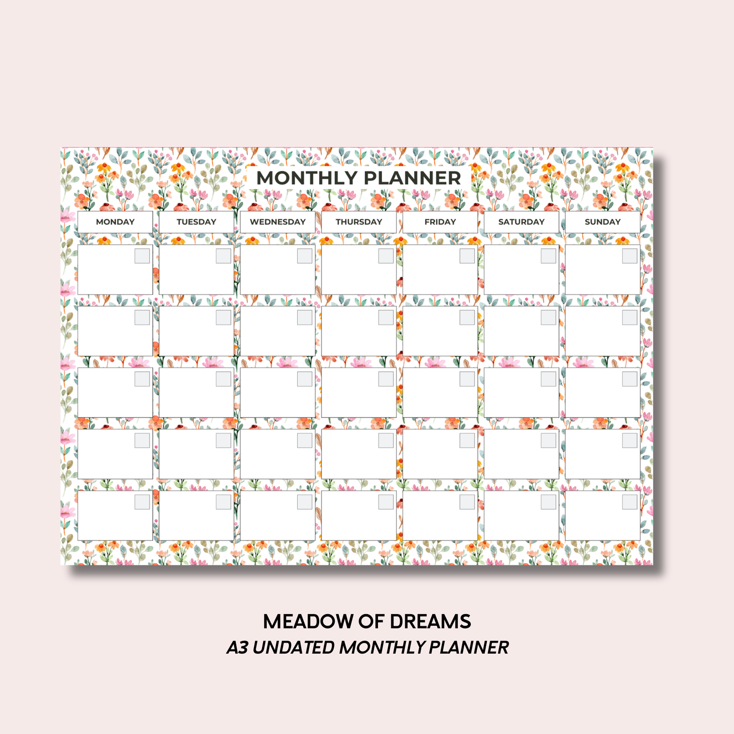 Meadow Of Dreams A3 Monthly Desk Pad