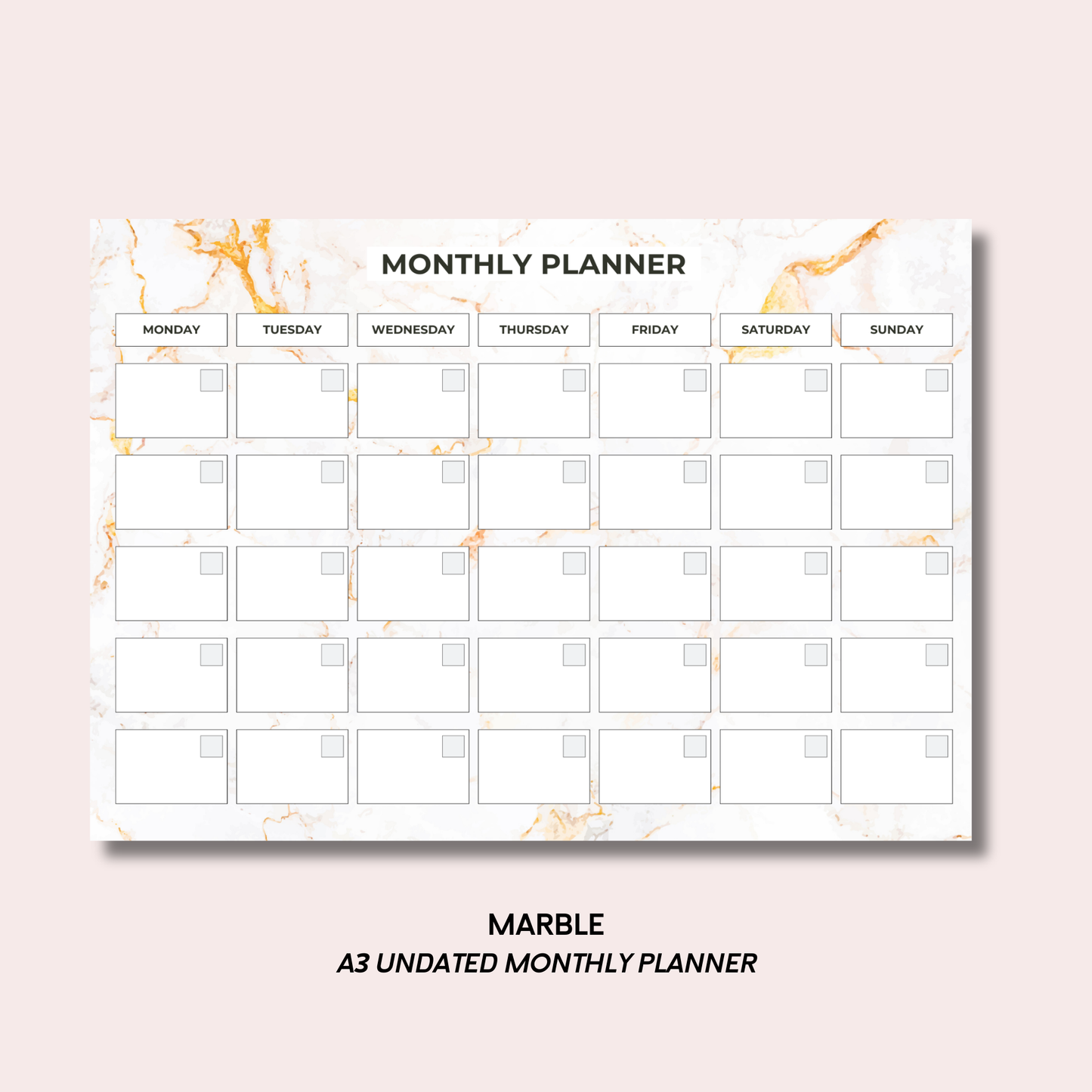 Marble A3 Monthly Desk Pad