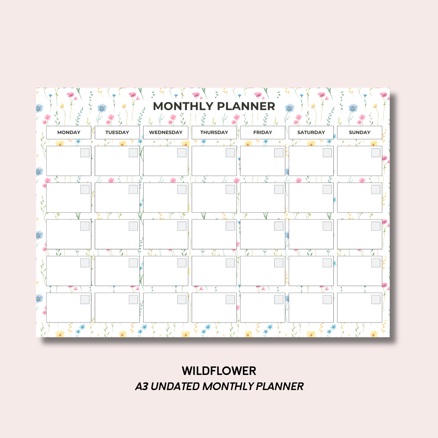 Wildflower A3 Monthly Desk Pad