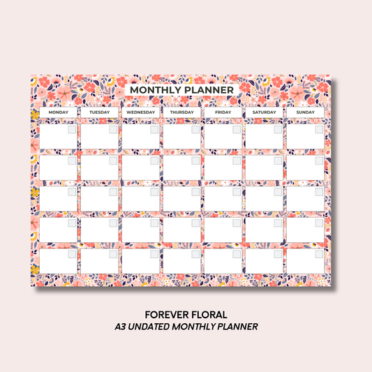 Forever Floral A3 Monthly Desk Pad