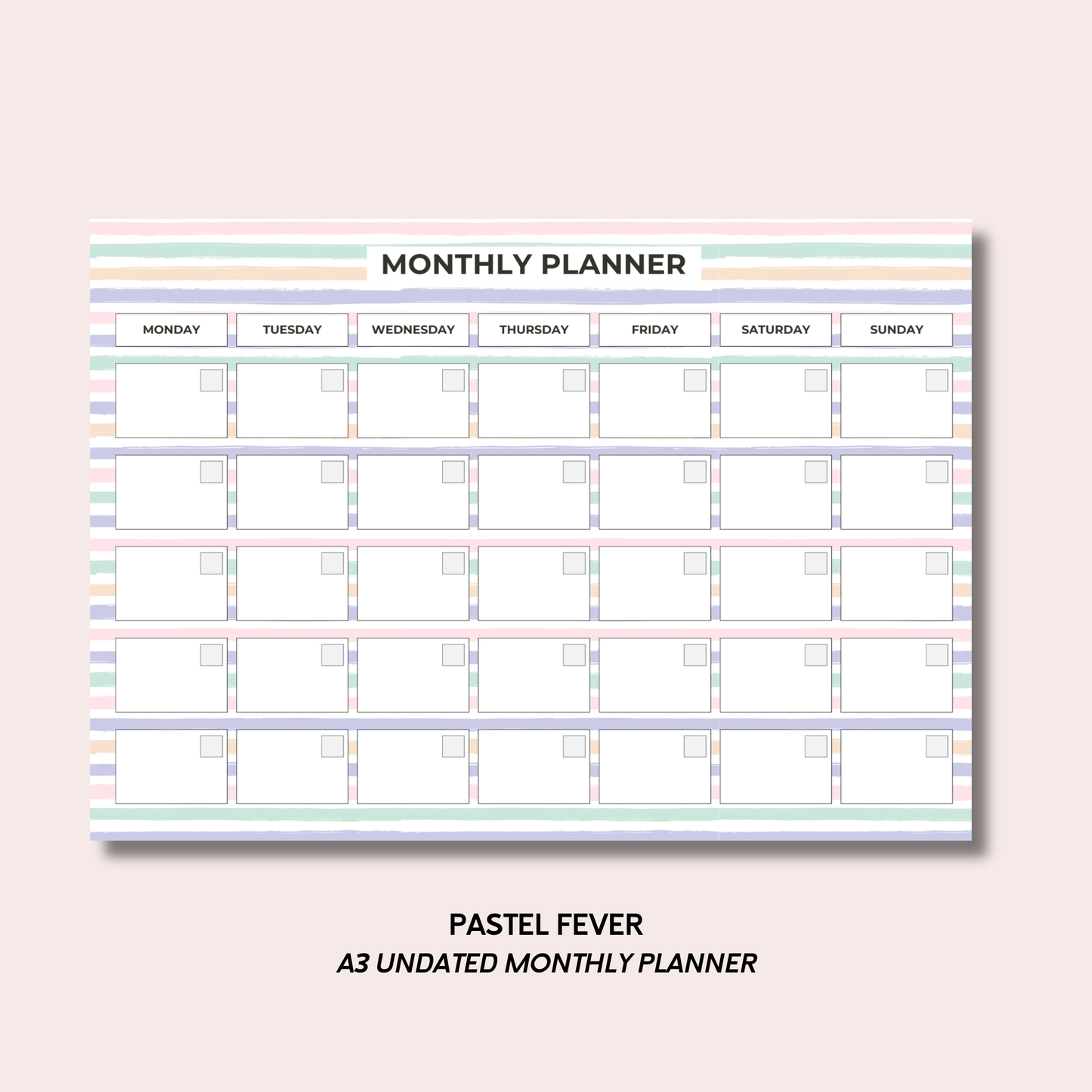 Pastel Fever A3 Monthly Desk Pad