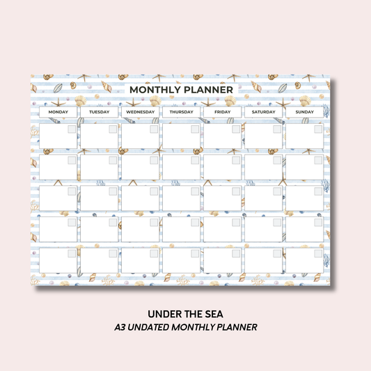 Under The Sea A3 Monthly Desk Pad