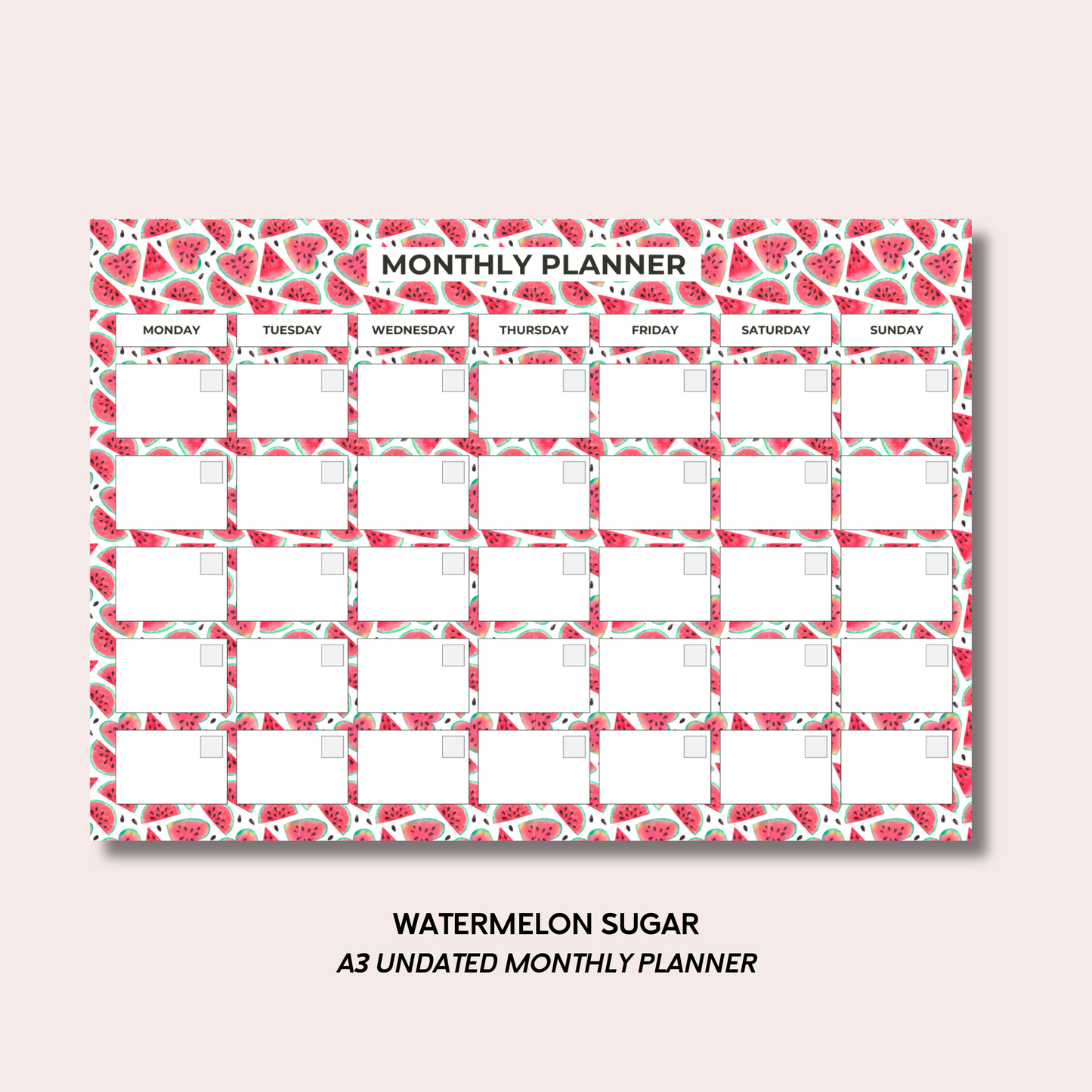 Watermelon Sugar A3 Monthly Desk Pad