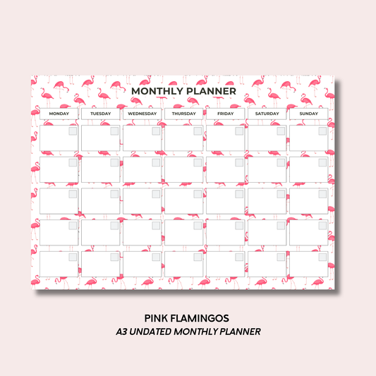 Pink Flamingos A3 Monthly Desk Pad