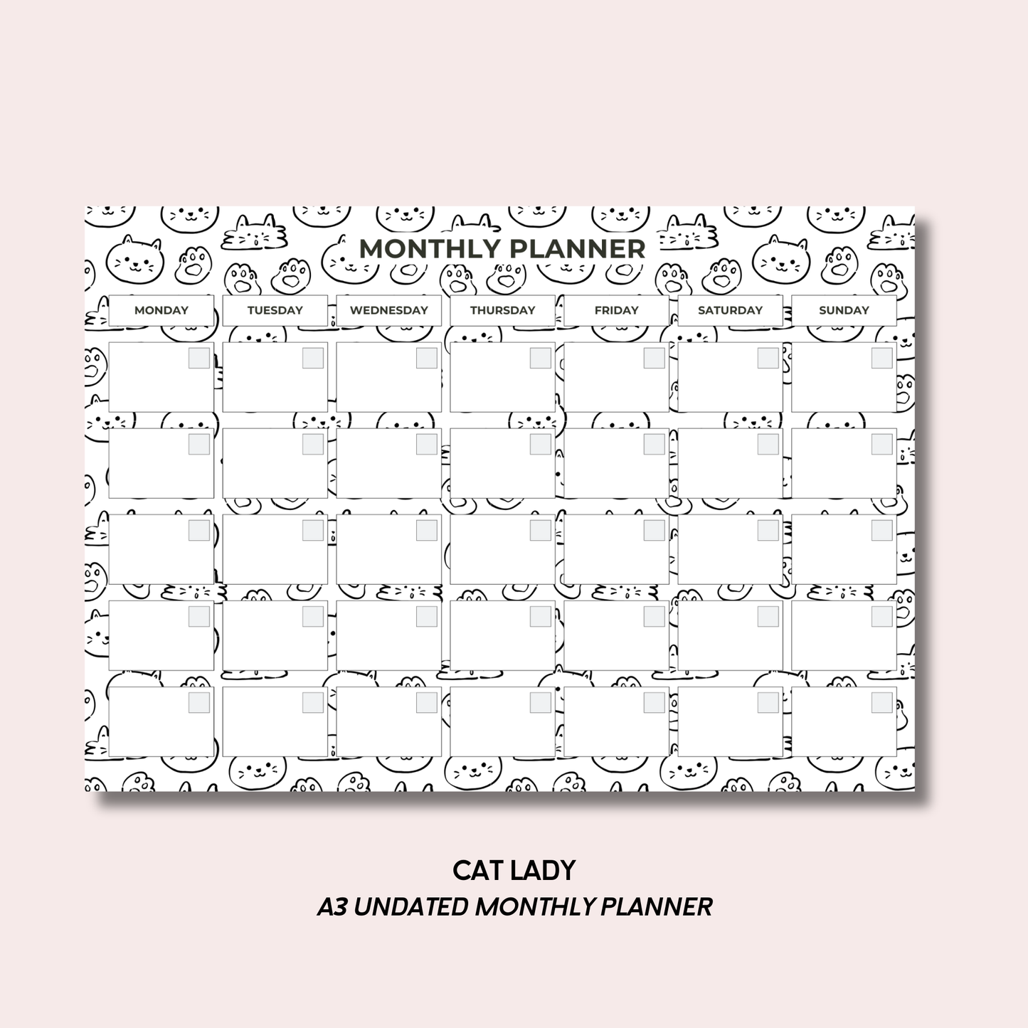 Cat Lady A3 Monthly Desk Pad