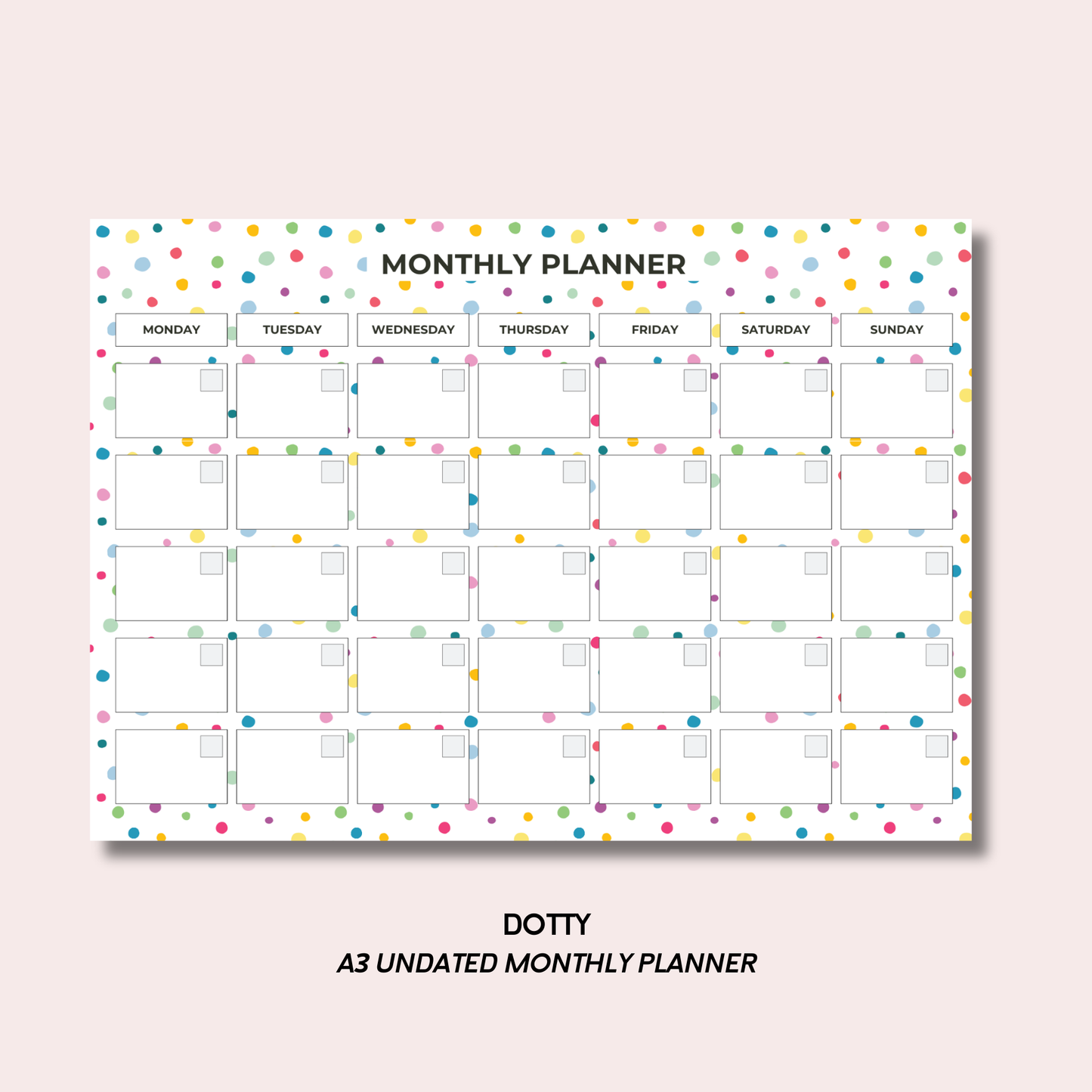 Dotty A3 Monthly Desk Pad