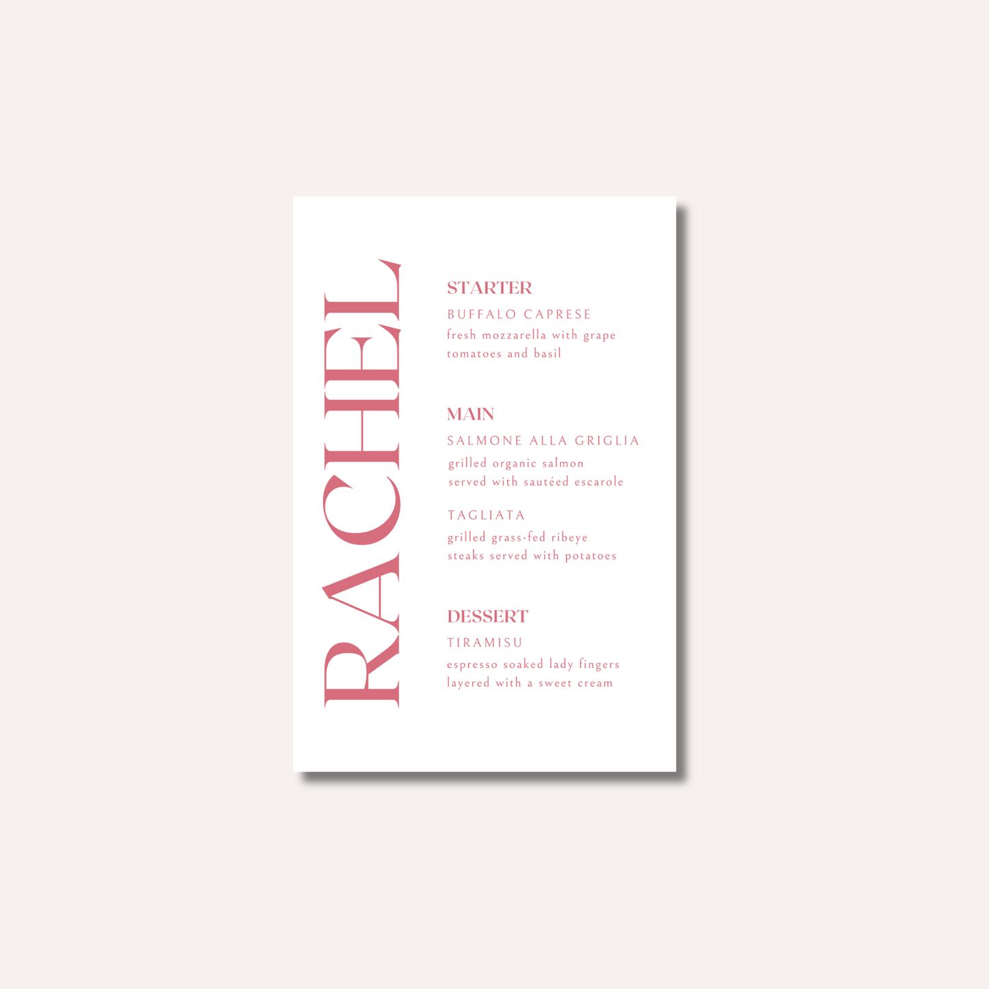 Rachel Menu