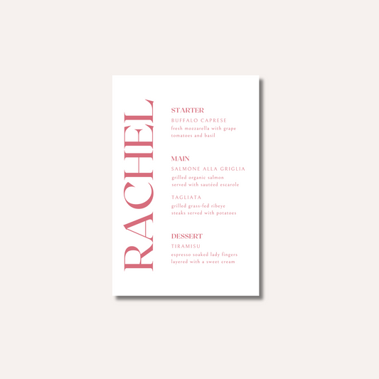 Rachel Menu