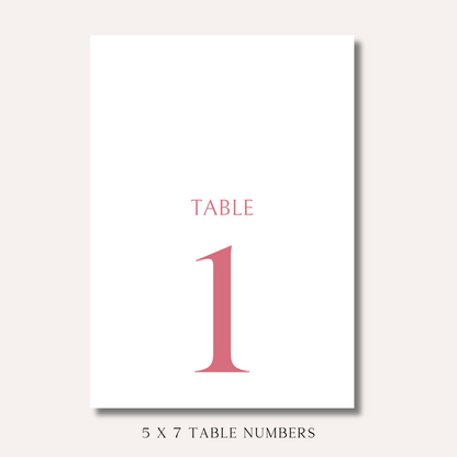Table Numbers- Rachel