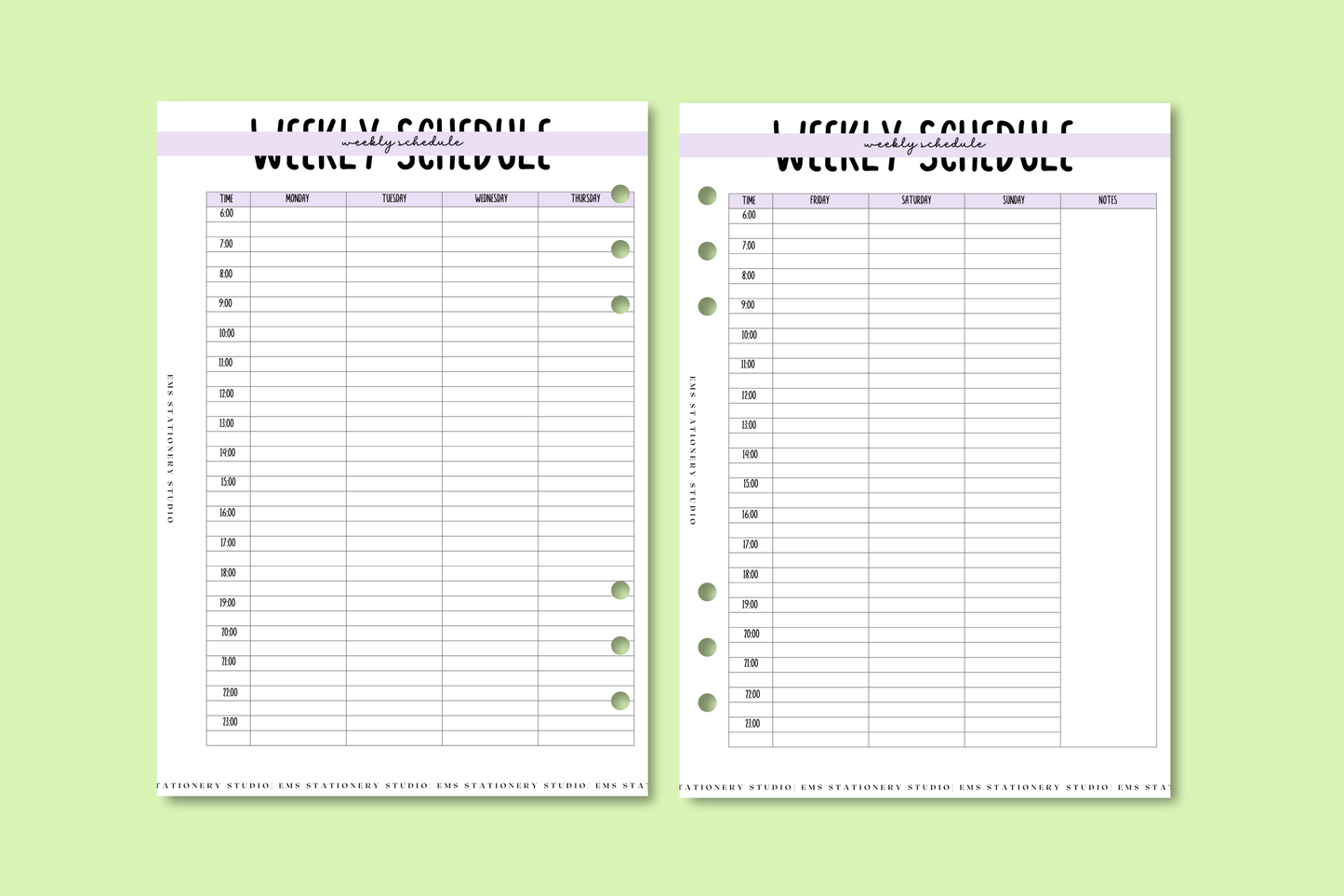 Weekly Schedule- Double Spread