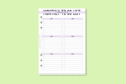 Monthly To Do List