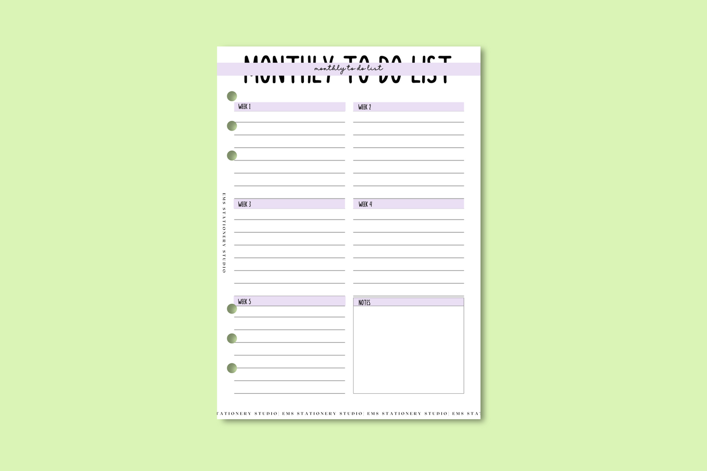 Monthly To Do List