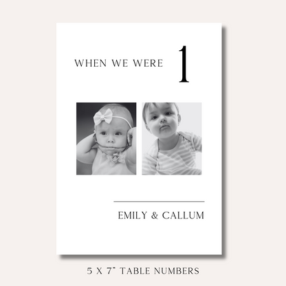 Table Numbers- B&W Photo "When We Were..."
