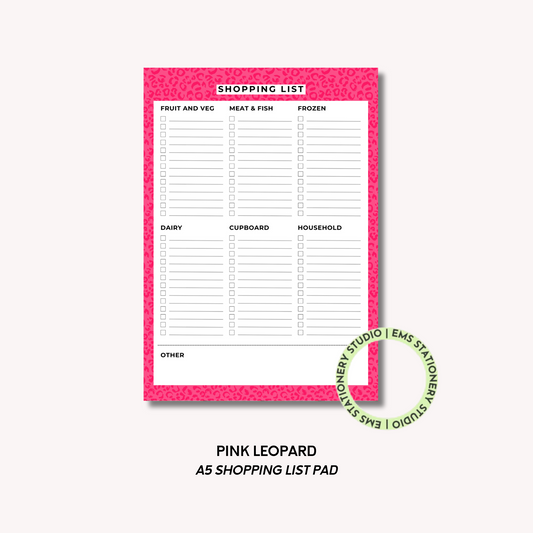 Pink Leopard- A5 Shopping Pad