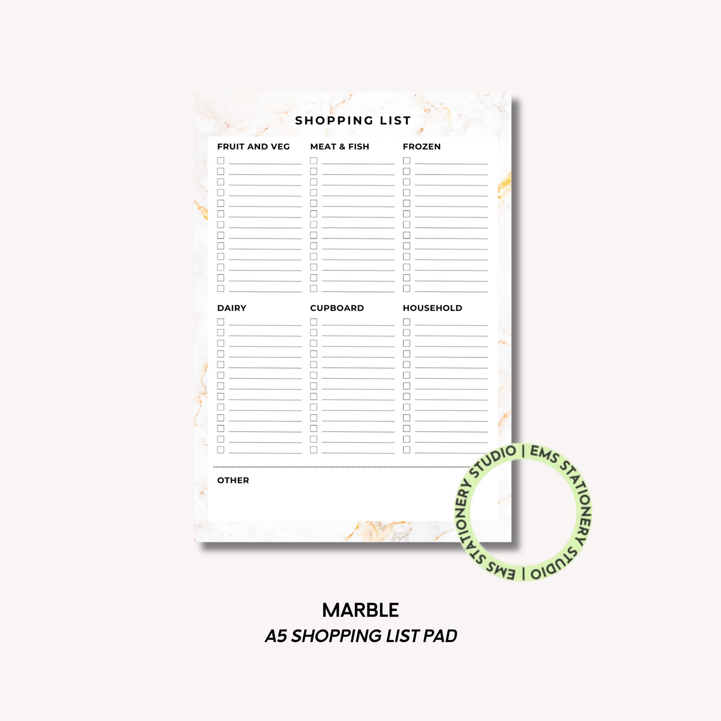 Marble- A5 Shopping Pad