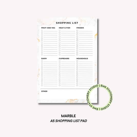 Marble- A5 Shopping Pad