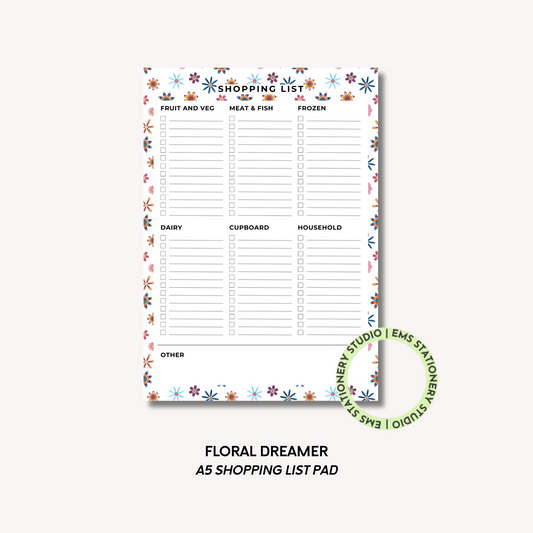 Floral Dreamer- A5 Shopping Pad
