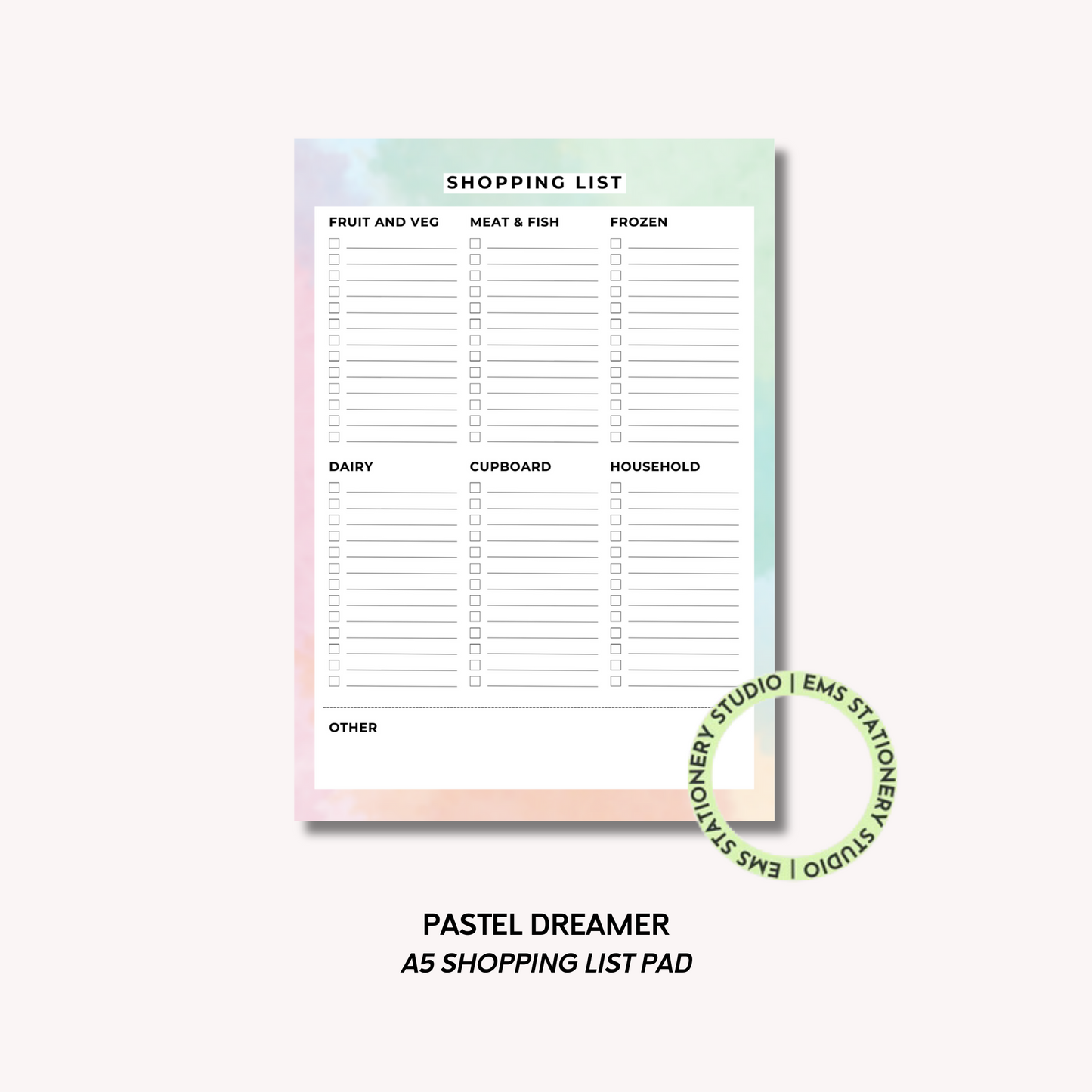 Pastel Dreamer Grocery List