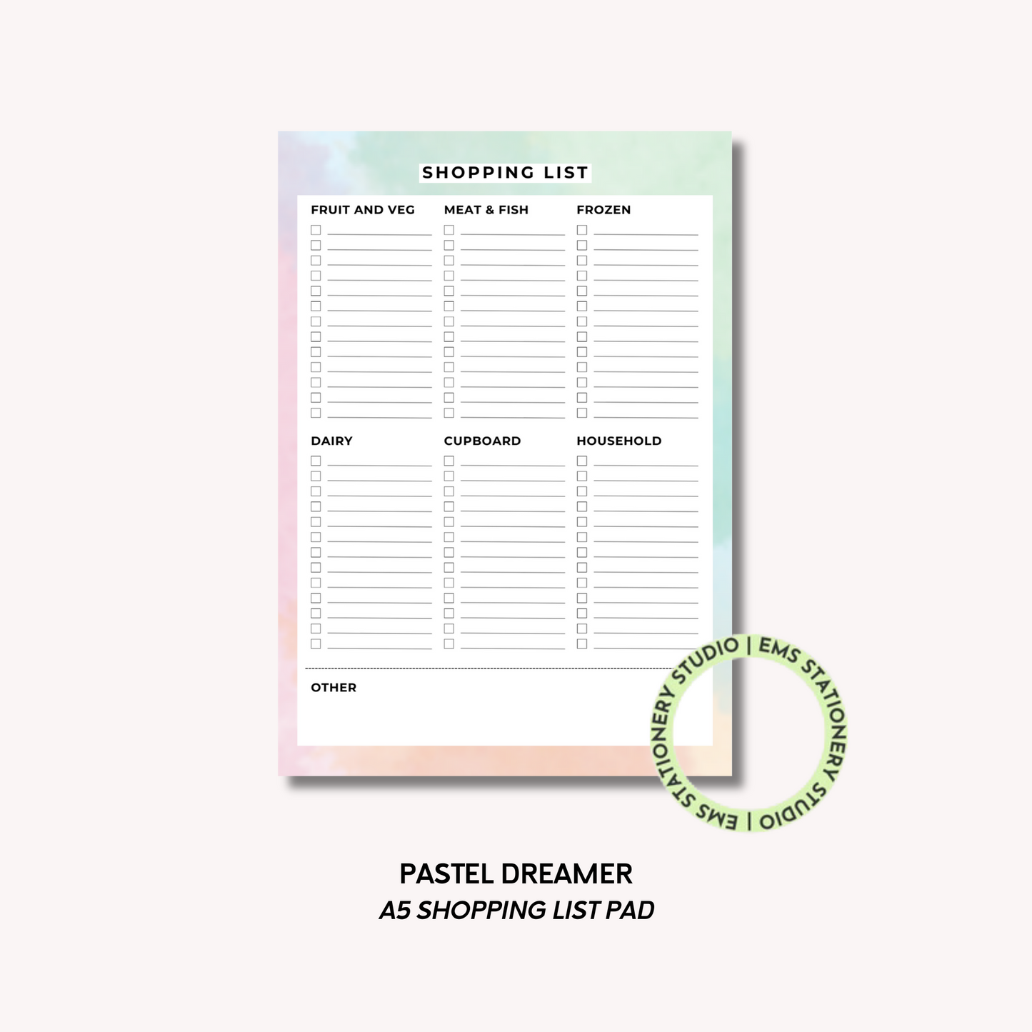 Pastel Dreamer- A5 Shopping Pad
