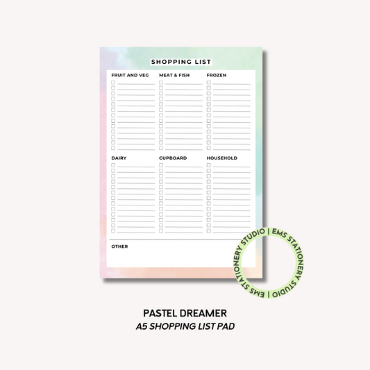 Pastel Dreamer- A5 Shopping Pad