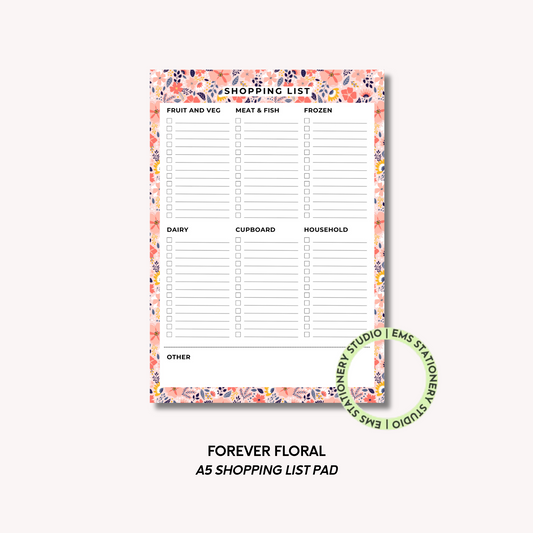 Forever Floral- A5 Shopping Pad