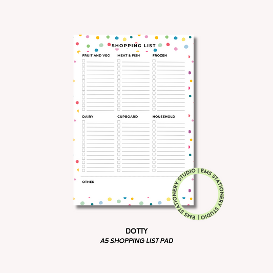 Dotty- A5 Shopping Pad