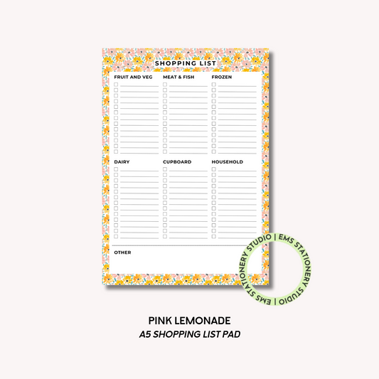 Pink Lemonade- A5 Shopping Pad