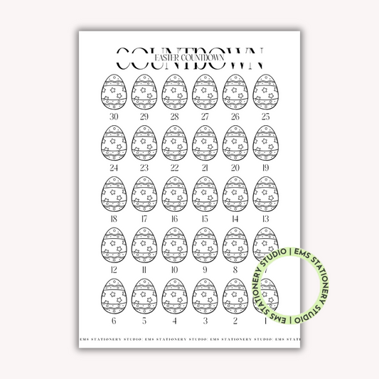Easter Countdown Eggs Journal Inserts **Digital Download**