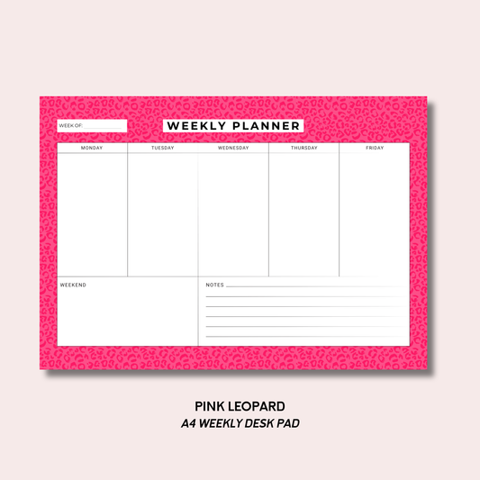 Pink Leopard A4 Weekly Desk Pad