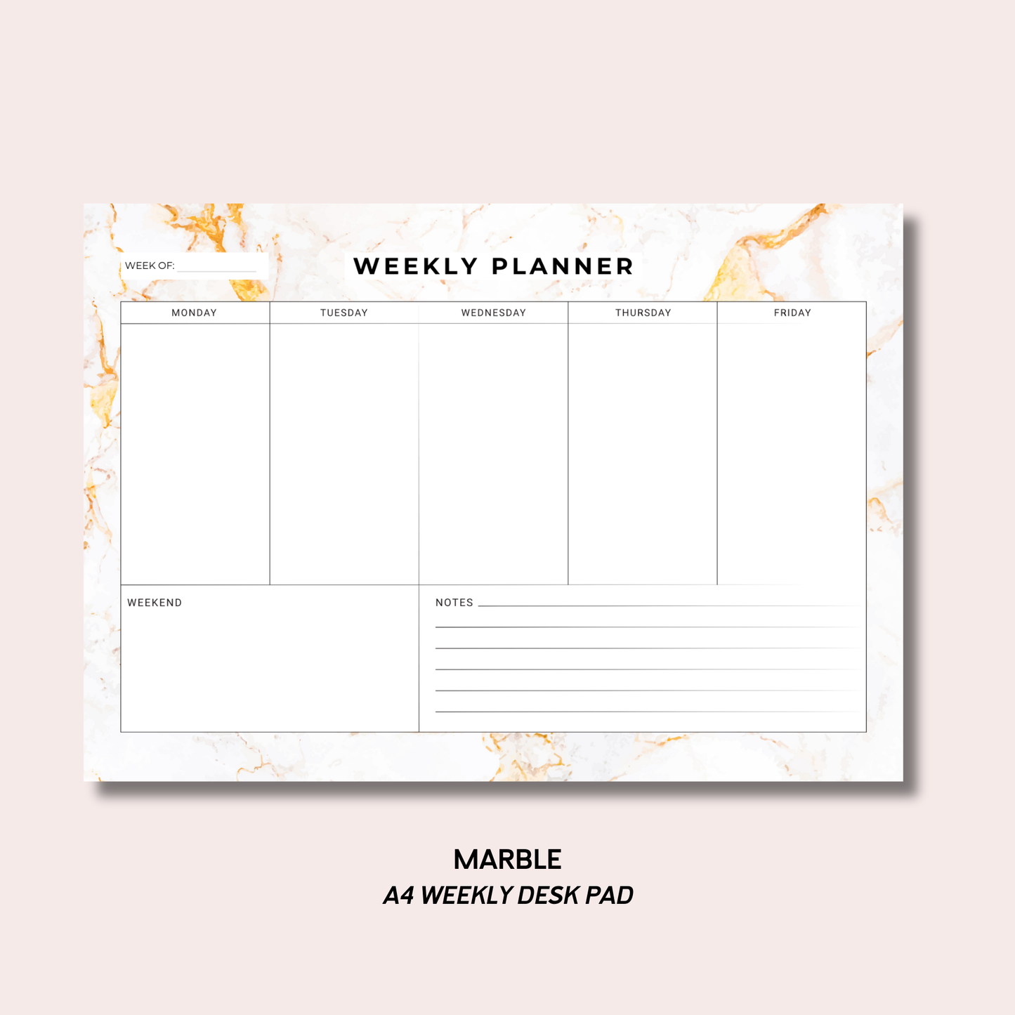 Marble A4 Weekly Desk Pad