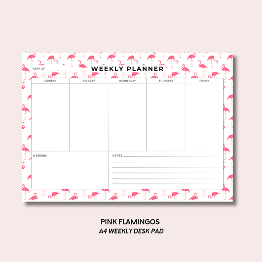 Pink Flamingos A4 Weekly Desk Pad