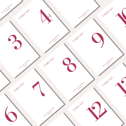 Table Numbers- Alice